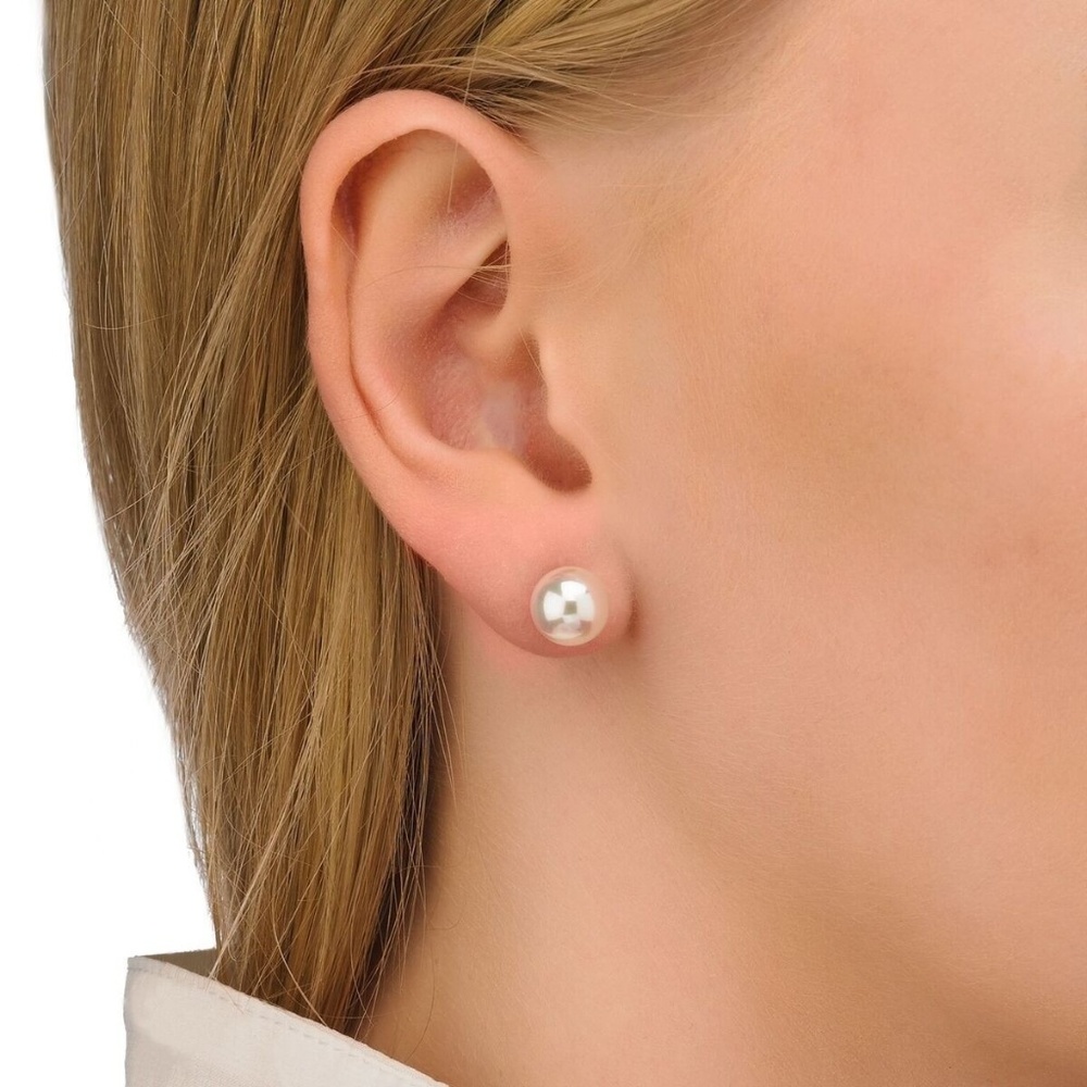 14K Gold GP Stud Earrings Akoya Cultured Pearl